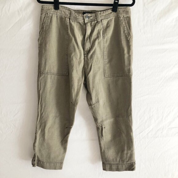 Cotton Cropped Olive Khaki Pants - Picture 5 of 10
